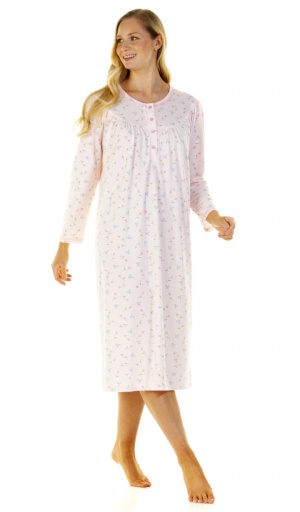 La Marquise Cuddleknit In Flower Leaf Long Sleeve Nightdress